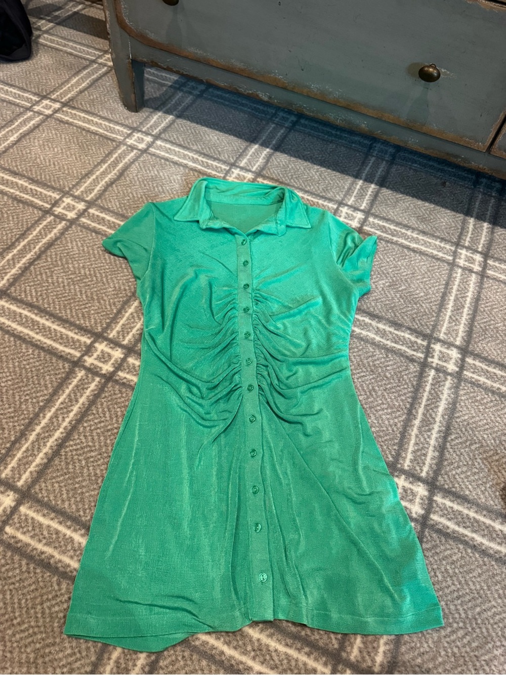 With Jean Green Ruched Button-Front Dress - Picture 2 of 2